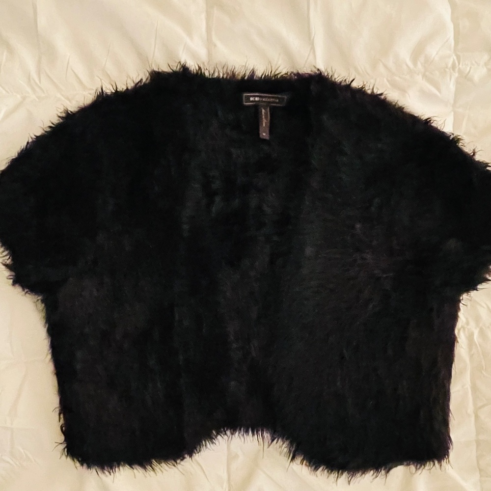 Last call before I donate New/ never worn  BCBG black faux fur bolero size M